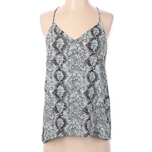 snake print tank top, light weight, blue and black, adjustable straps, womens xs